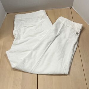 Eileen Fisher 100% Organic Cotton White Lightweight Cuffed Pants - Women’s Med